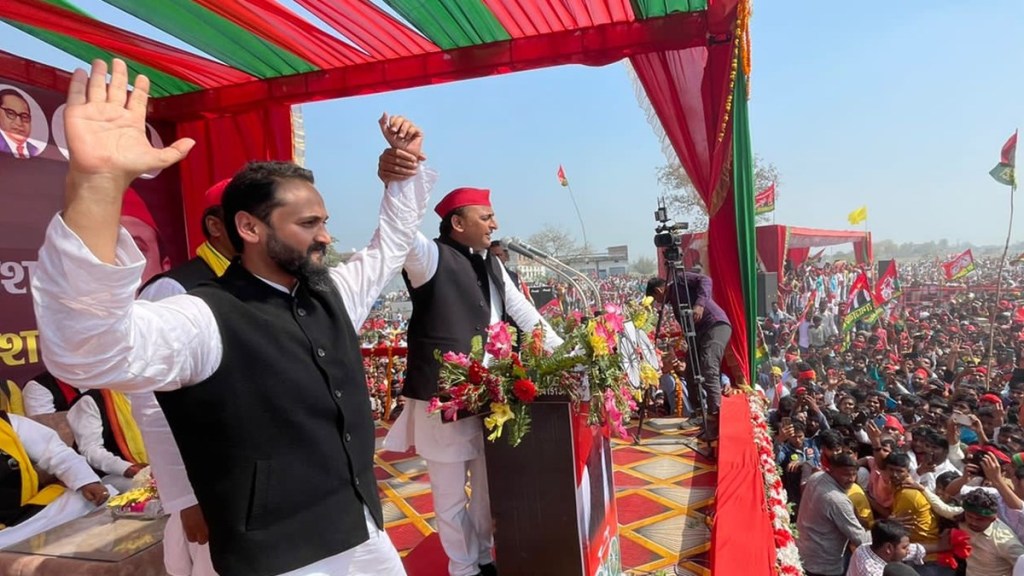 BJP MP Rita Bahuguna Joshi's son Mayank Joshi today joined the Samajwadi Party in Azamgarh.