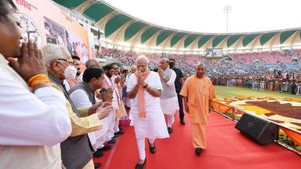 Prime Minister Narendra Modi, Union Home Minister Amit Shah, Defence Minister Rajnath Singh and BJP national president J P Nadda, other top Union ministers, chief ministers from BJP-run states and dignitaries from the world of industry and entertainment graced the occasion.