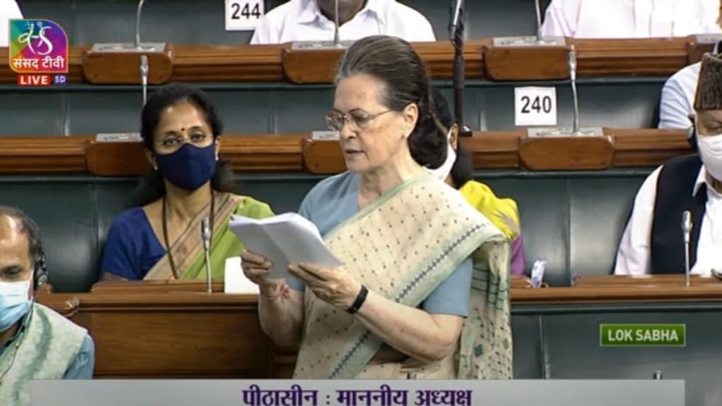 Sonia Gandhi also urged the government to end the influence of Facebook and other social media giants on electoral politics. 