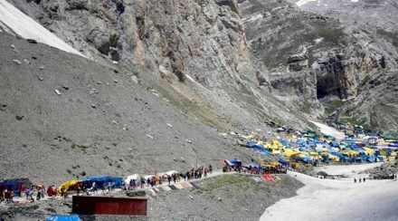The devotees are making a beeline for designated bank branches to secure a permit for undertaking the journey to the cave shrine in Lidder valley of south Kashmir Himalayas and paid obeisance to the naturally-formed ice-Shivlingam. (File image)
