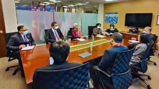 Union finance minister Nirmala Sitharaman at a meeting on the sidelines of G20 Finance Ministers and Central Bank Governors Meeting in Washington DC (PTI Image)