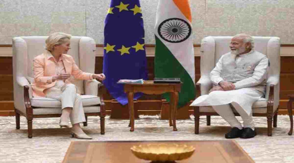 European Commission President Ursula von der Leyen is on a two day visit to strengthen the strategic partnership with India.. )Image Credits: MEA)