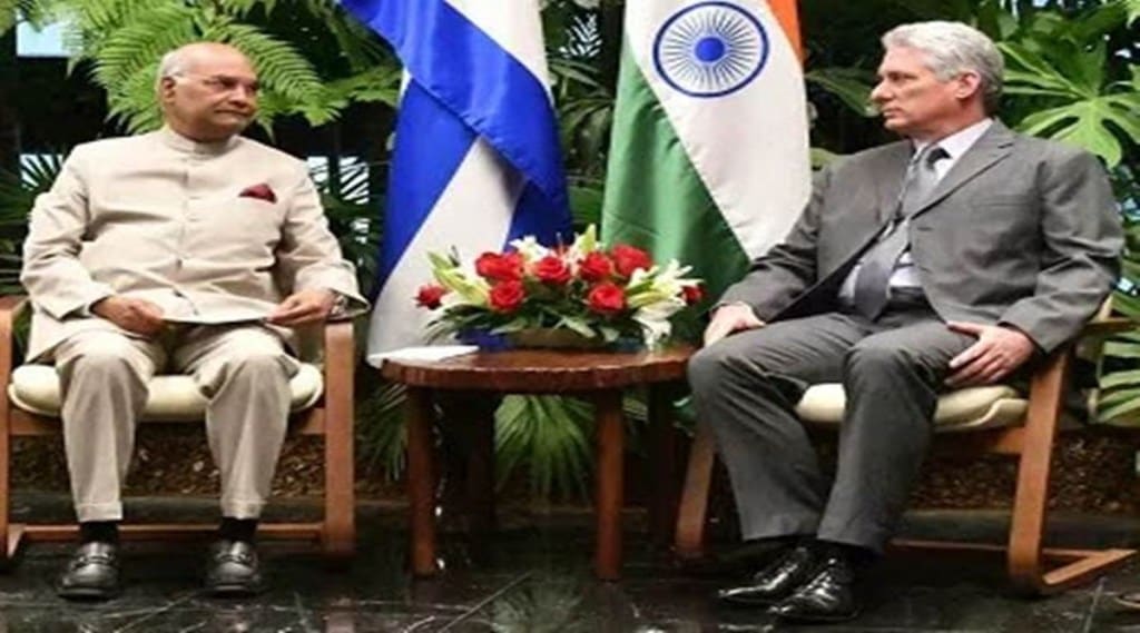 President Ram Nath Kovind and Miguel Díaz-Canel Bermúdez