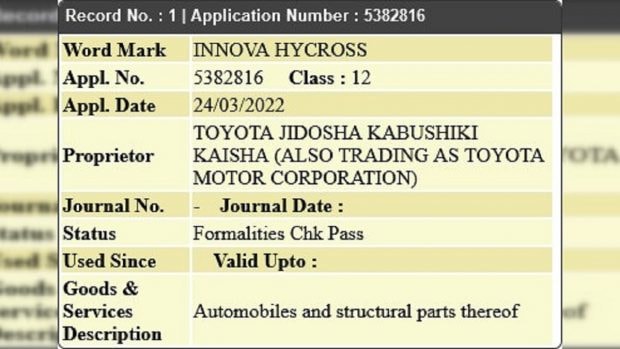 Toyota Innova Hycross Trademark