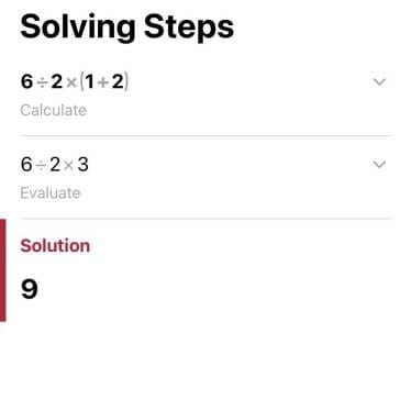 6÷2(1+2) = 9 maths riddle