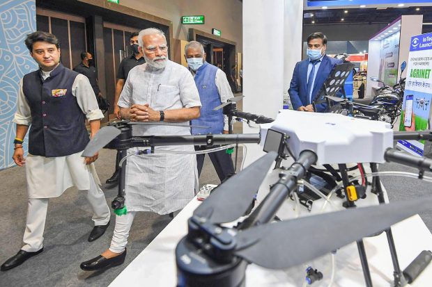 Prime Minister Narendra Modi said promotion of drone technology is another medium of advancing our commitment to good governance and ease of living. In the form of drones, we have a smart tool that is going to be part and parcel of people's lives.(PTI Photo)