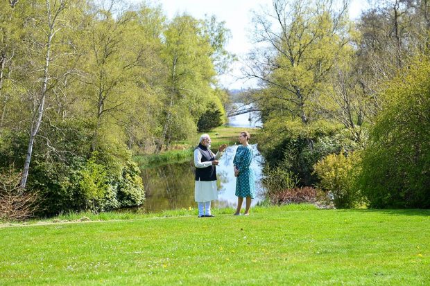 Frederiksen and Modi took a stroll on the meadows surrounding the 18th century mansion overlooking the Bagsvaerd Lake.(PTI Photo)