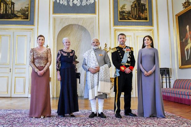 Prime Minister Narendra Modi meets the Queen Margrethe II of Denmark, in Copenhagen. (PIB/PTI Photo)