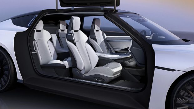 The cabin of the DeLorean Alpha5 has been designed to seat four occupants as the second row does not have a bench, rather it gets two seats, separated by an armrest in the centre. Like most sports cars, the DMC DeLorean was a two-seater but the modern Alpha5 can afford to have space for four people and still go much faster. The seats almost mimick the design of bucket seats seen in high-performance sports cars and race cars.