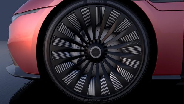 We do not have any information on the tyre size yet, but the pictures show the Alpha5 sitting on some low-profile Pirelli P Zero rubber. The multi-spoke alloy design is almost fully covered, except for the centre portion. This design philosophy is very similar to other EVs and must also have a hand in improving the aero of the car.