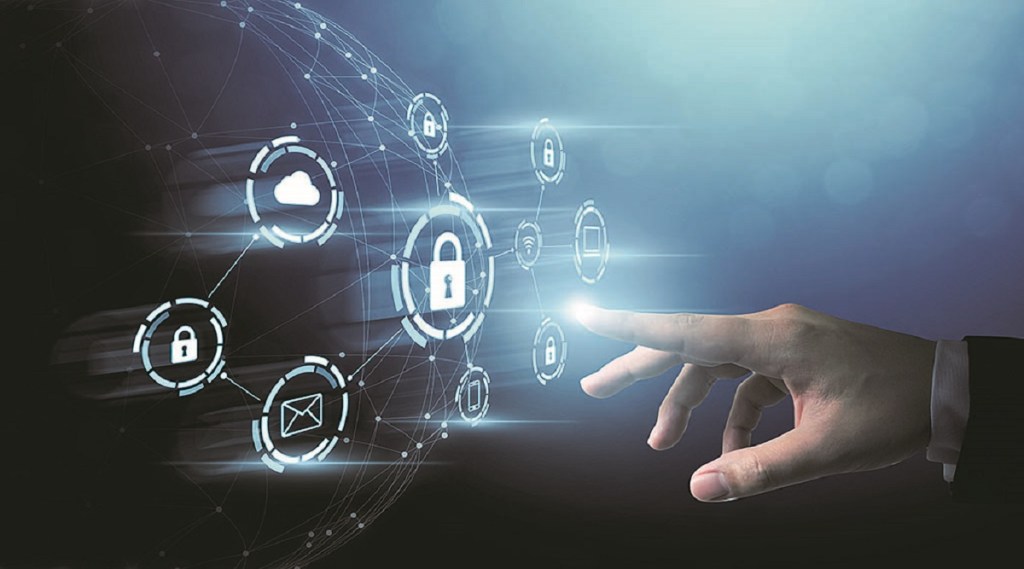 Protection network security computer and safe your data concept. Digital crime by an anonymous hacker