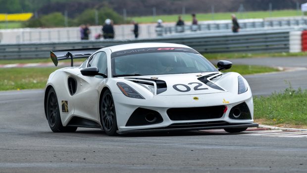 Lotus Emira GT4 driving at Hethel