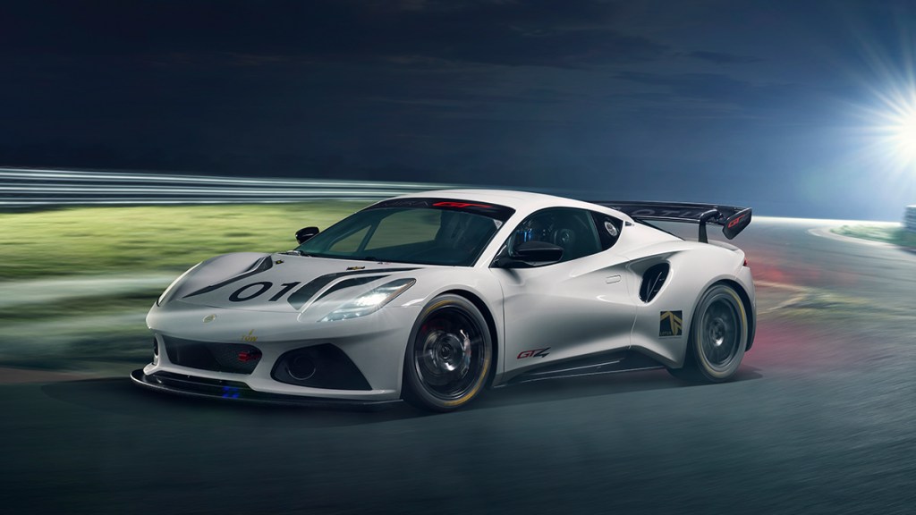 Lotus Emira GT4 driving at night