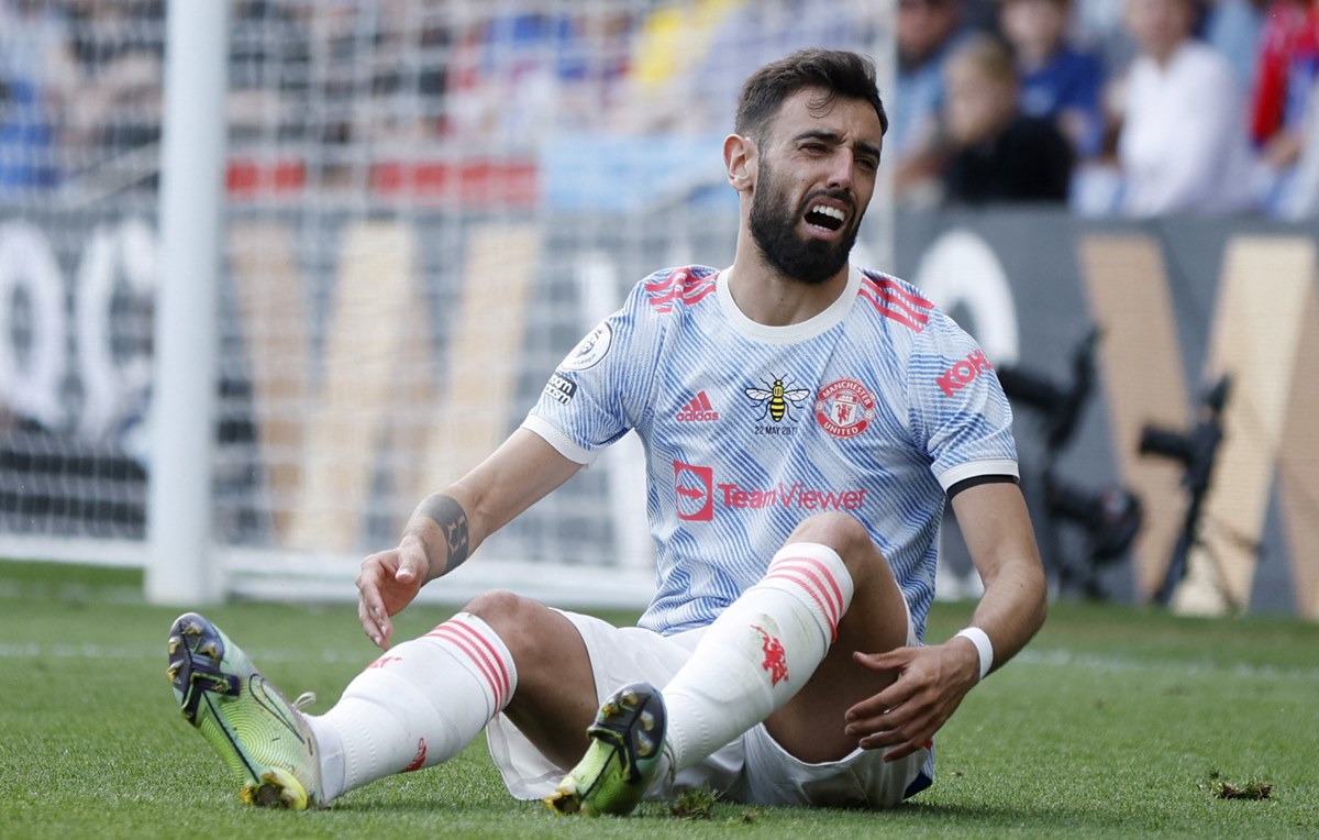 Manchester United Bruno Fernandes reacts Manchester United Bruno Fernandes reacts