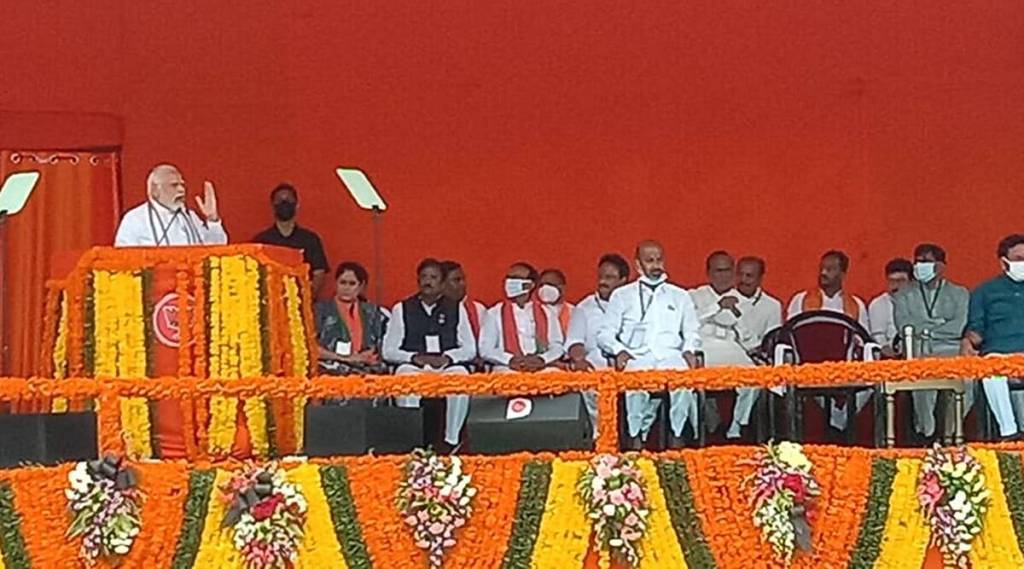 PM Modi in Hyderabad. (Express Photo) PM Modi in Hyderabad. (Express Photo)