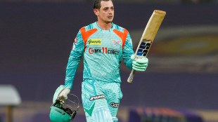 Quinton De Kock of Lucknow Super Giants celebrates century against Kolkata Knight Riders during IPL 2022