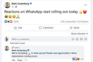 WhatsApp emoji reactions