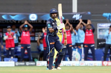 Wriddhiman Saha of Gujarat Titans against Chennai Super Kings IPL 2022