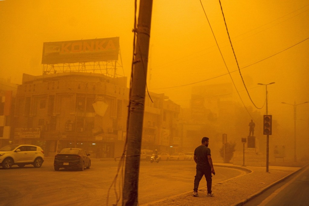 People were also seen walking on the streets covering their noses as thick clouds of dust enveloped the areas.