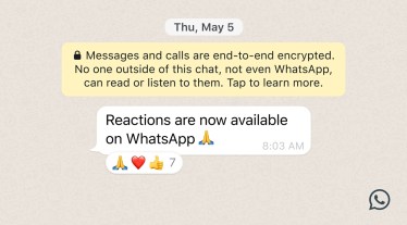 whatsapp message reaction
