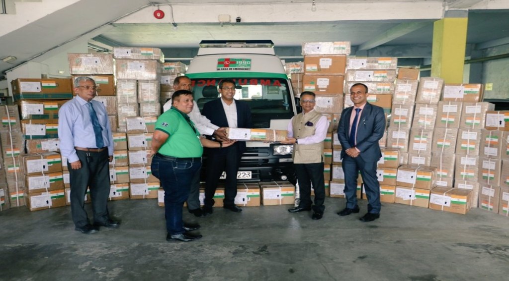 "Another promise to the people of #SriLanka delivered!!! During his visit in March, EAM @DrSJaishankar was apprised of shortages of medicines faced by @1990SuwaSeriya. High Commissioner handed over 3.3 tonnes of medical supplies today to help the vital lifeline run smoothly," the Indian High Commission in Colombo tweeted.