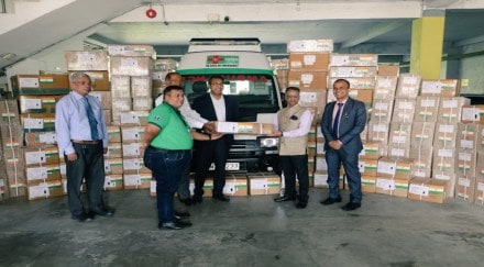 "Another promise to the people of #SriLanka delivered!!! During his visit in March, EAM @DrSJaishankar was apprised of shortages of medicines faced by @1990SuwaSeriya. High Commissioner handed over 3.3 tonnes of medical supplies today to help the vital lifeline run smoothly," the Indian High Commission in Colombo tweeted.