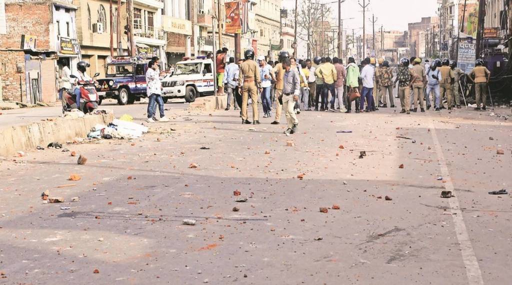 Police in action after the clash between two comunities at Nai Sadak area of Kanpur on Friday. (Express photo) Police in action after the clash between two comunities at Nai Sadak area of Kanpur on Friday. (Express photo)