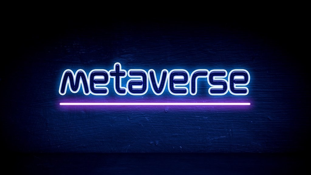metaverse - blue neon announcement signboard