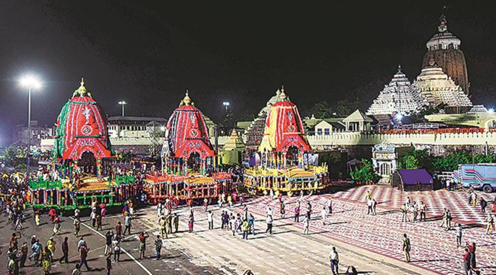 The deities are taken to the altar of the temple complex, which is called the Snana Vedi