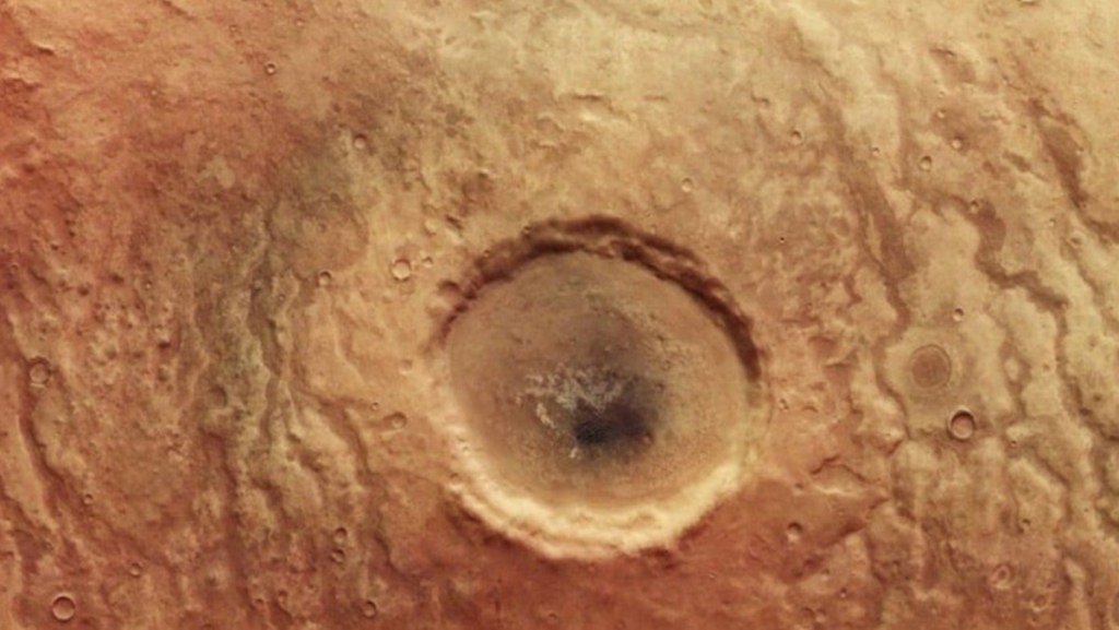 The image also reveals various colours on the crater's surface, suggesting that the region is made up of numerous materials. (Source: Twitter/ ESA)