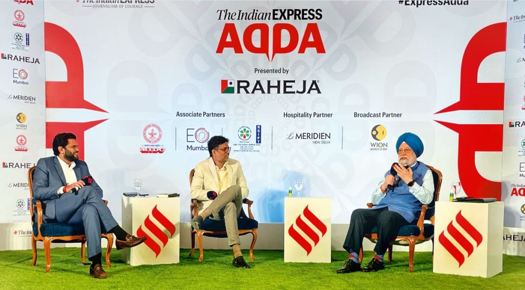 (From right) Union Minister Hardeep Singh Puri with P Vaidyanathan Iyer, Executive Editor, The Indian Express, and Anant Goenka, Executive Director, The Indian Express (From right) Union Minister Hardeep Singh Puri with P Vaidyanathan Iyer, Executive Editor, The Indian Express, and Anant Goenka, Executive Director, The Indian Express