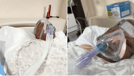 Hospitalized Lalu Yadav on videocall with Rohini Acharya. (Photo/Twitter) Hospitalized Lalu Yadav on videocall with Rohini Acharya. (Photo/Twitter)