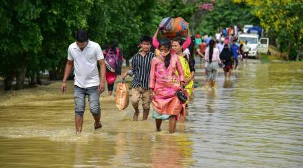 2,608 villages under 75 revenue circles have been affected by the deluge across the state, while 3,05,565 people have taken shelter in 551 relief camps, according to the bulletin. (PTI)
