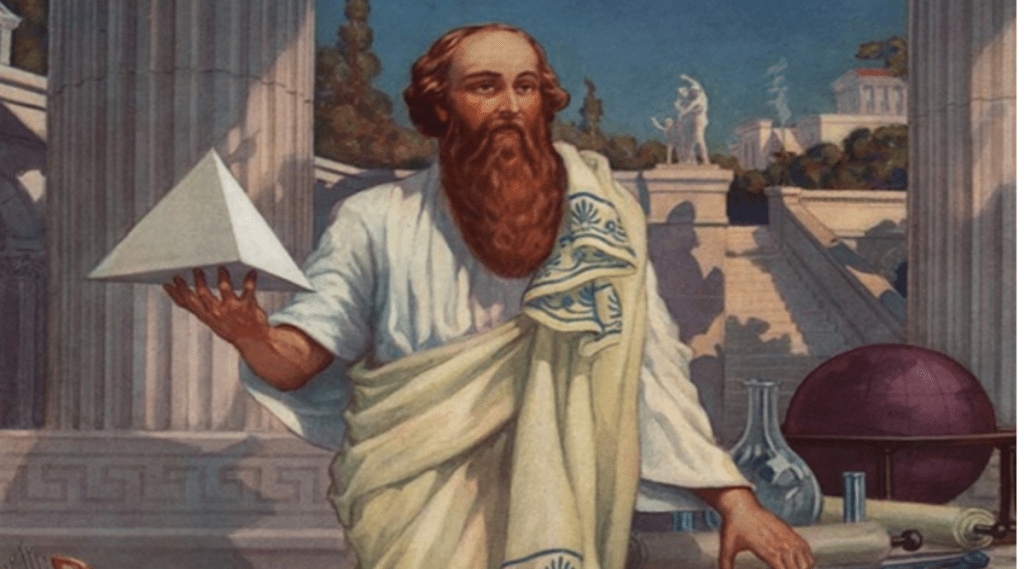 The Pythagoras theorem states that the relationship between the right triangle's three sides is a function of 90 degrees. (Pic Courtesy: history-India.in )