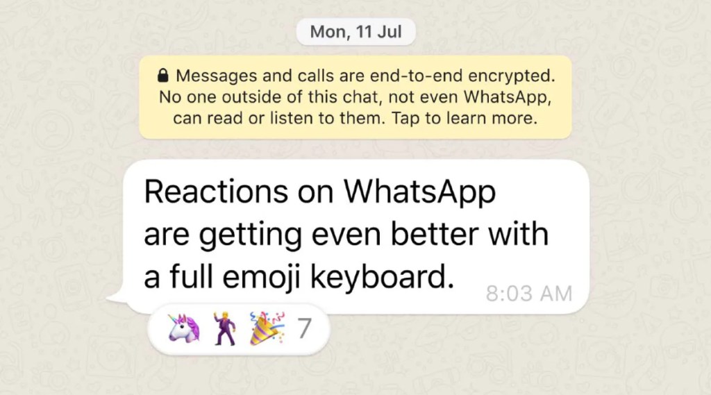 whatsapp emoji reactions