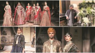 Fashion designer JJ Valaya at the recently concluded FDCI India Couture Week in Delhi; his latest collection ‘Alma’ pays great attention to detail with ample choice of crystals, antique patina and gold work, rhinestone-encrusted eyes, embellished face nets and hairline, floral halos and glitter lips that speak loud and clear of trends this wedding season
