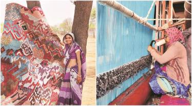 Sumitra, another weaver from Manpura, says when she started, everyone told her that she could never learn at her age. Today, Sumitra is one of the fastest weavers of the community. Her children are currently in school, and she affords their education comfortably.