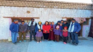 Skalzang Dolma (centre), a tribal woman from Leh, who transformed her life by using digital technologies