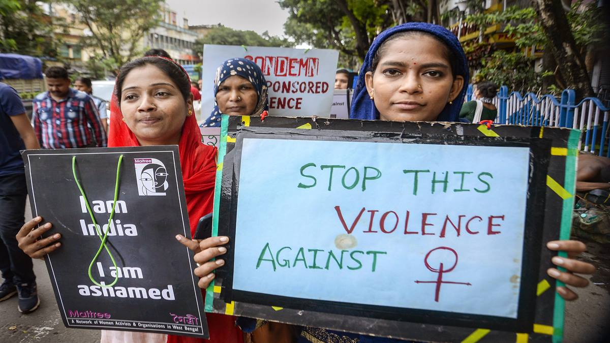 A protest against release of the accused in Bilkis Bano case, in Kolkata (PTI Image)