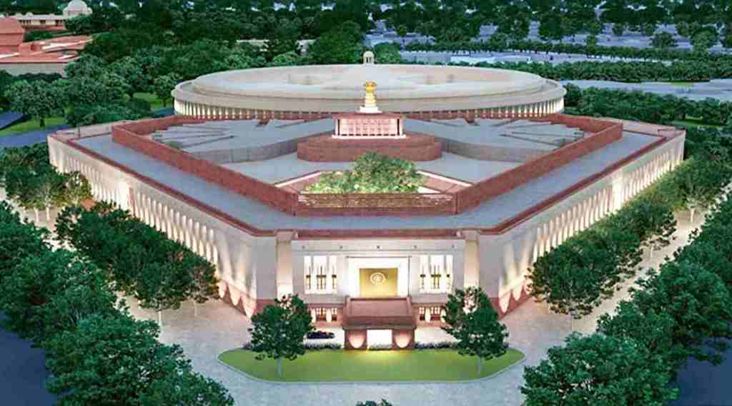 The new building will have a triangular shape and the National Emblem will crown the new structure.
