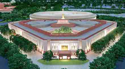 The new building will have a triangular shape and the National Emblem will crown the new structure.