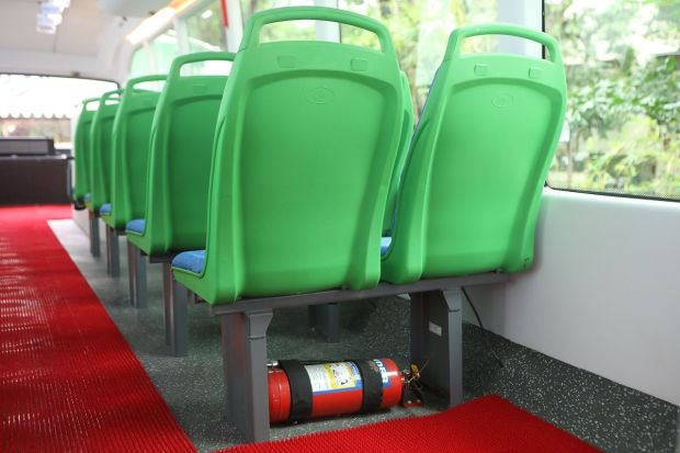 In case of emergency, the bus will also have multiple fire extinguishers.