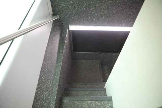 There are two staircases - one in front, and one in the back for easy egress and ingress
