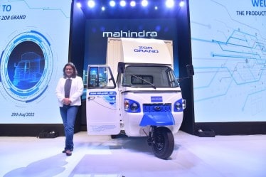 Suman Mishra, CEO, Mahindra Electric at the launch of the Zor Grand, a cargo electric three-wheeler in Bangalore. 