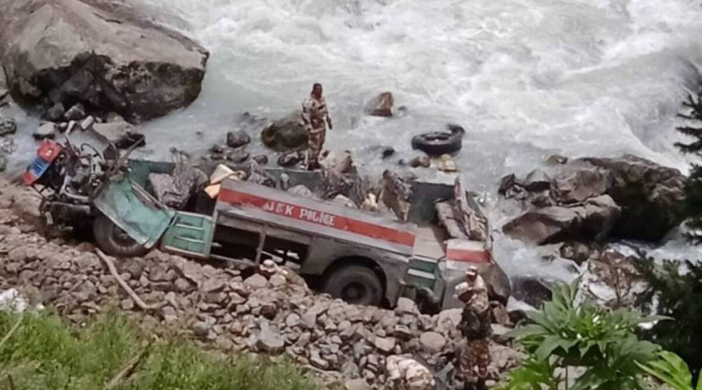 The bus was carrying 37 ITBP jawans and two J&K policemen. (ANI)