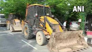 Bulldozer at noida housing complex
