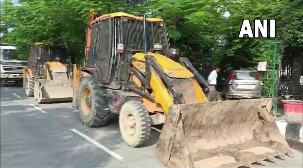 Bulldozer at noida housing complex