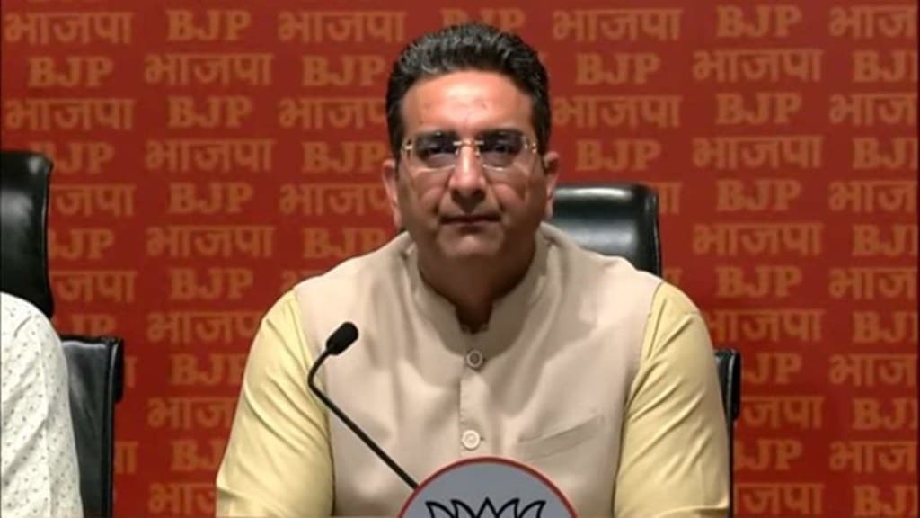Gaurav Bhatia at the press conference. (Photo: BJP/Twitter) Gaurav Bhatia at the press conference. (Photo: BJP/Twitter)