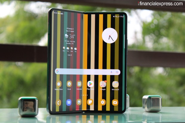 The Fold 4 has the same 7.6-inch QXGA dynamic 120Hz AMOLED inner folding screen as the Fold 3 but it's slightly wider (21.6:18) and has a slightly higher peak brightness (1300nits). The cover screen is also the same as last year - 6.2-inch dynamic 120Hz AMOLED -but here too, the aspect ratio is getting a slight refresh. It is now 23.1:9. There's a little more real estate, this year, without any big bump in size. (Photo credit: Saurabh Singh/Financial Express)