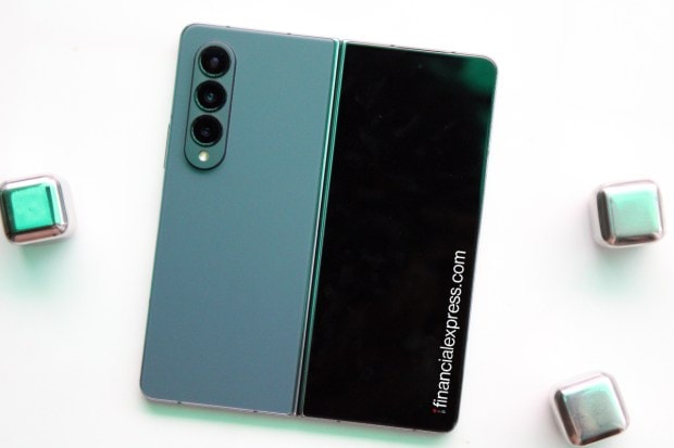 The Fold 4 has a body made out of Corning Gorilla Glass Victus Plus. The outer frame is made of armour aluminium. It's a tad lighter and slimmer than the Fold 3 measuring 15.8mm when folded and weighing 263g. The Fold 4 is visually more striking too. It looks sharper. The hinge gap and crease where the screen folds are, still, there but they're ever so slightly more bearable. You get IPX8 rating and side-mounted fingerprint scanner for biometrics. S-Pen is supported. (Photo credit: Saurabh Singh/Financial Express)